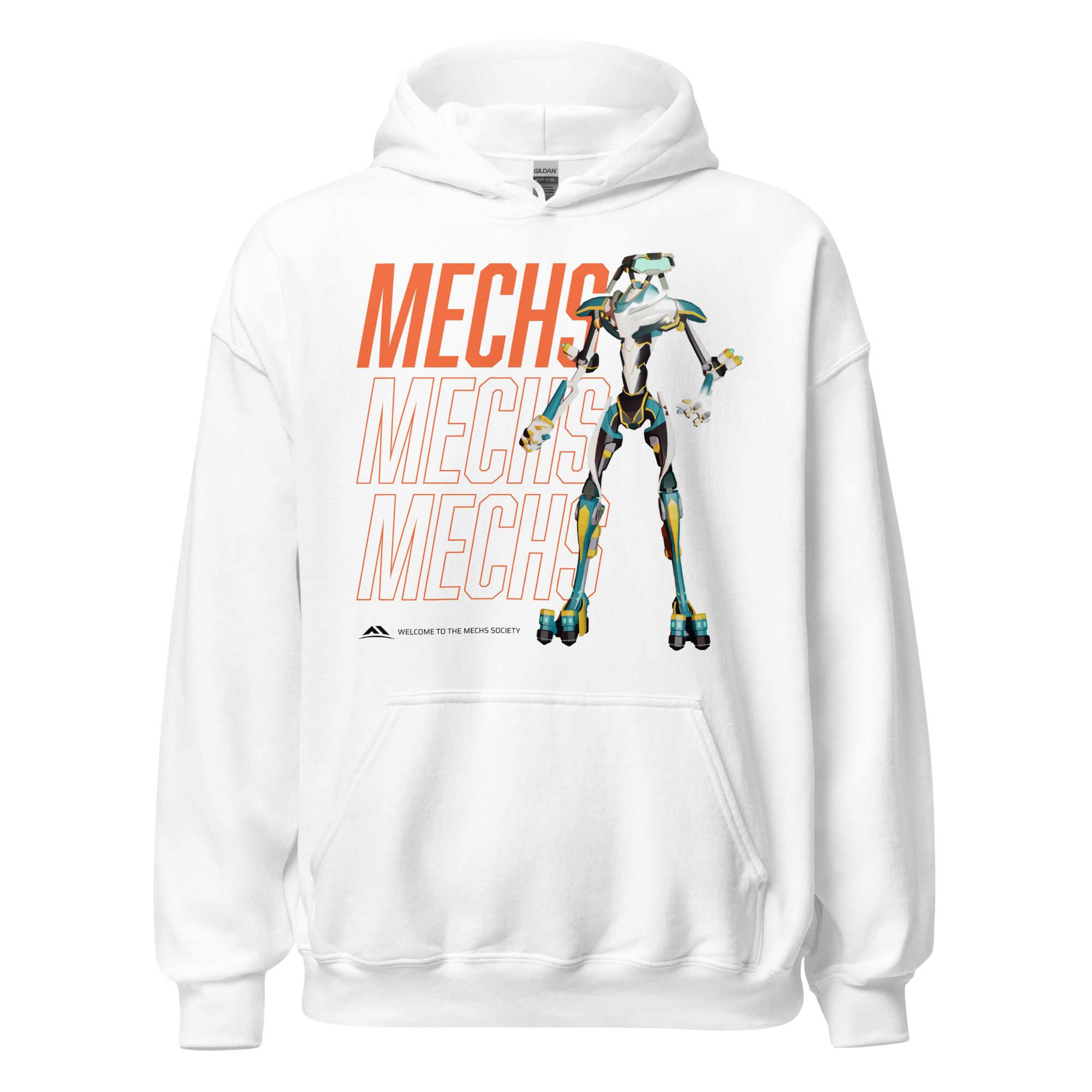 Unisex White Hoodie Mechs Species - Outer Ring MMO Shop